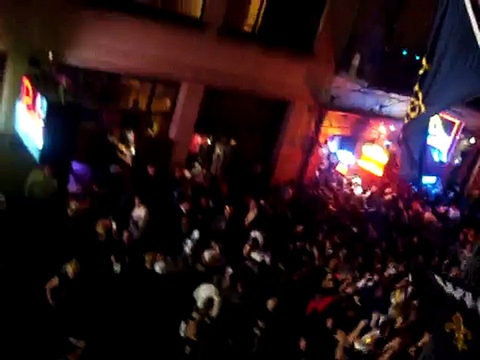 Bourbon street madness after Saints beat Vikings. Black and gold to the Superbowl!