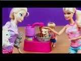 Frozen Elsa and Kids Dog Washing Grooming with Barbie Suds and Hugs Pups Dog Toys DisneyCarToys