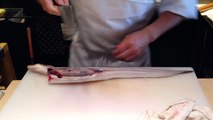 Sea eel cutting by master sushi chef - Tomoharu Nakamura (Wako Japanese restaurant owner)
