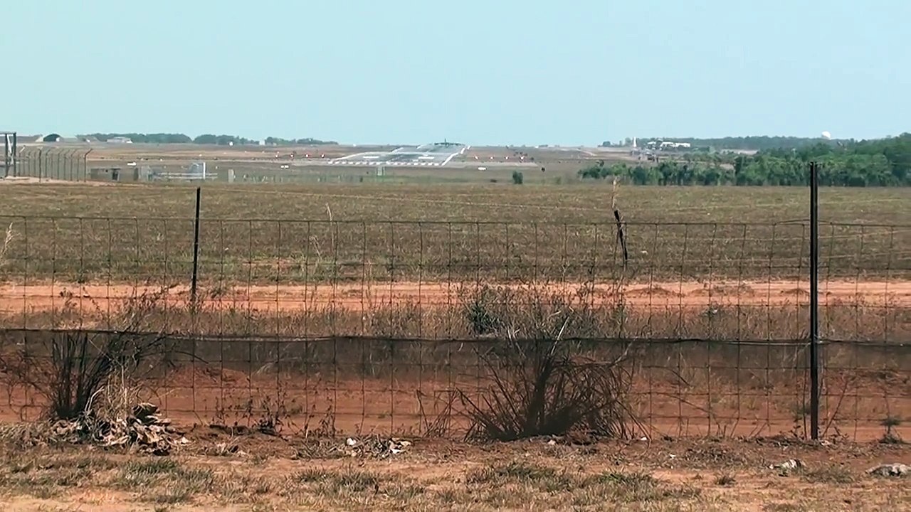 USAF B52 Buff Bomber Taking Off Darwin Airport