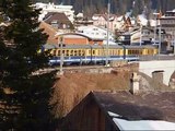 BOB Berneroberlandbahn trains arriving at Grindelwald, Switzerland