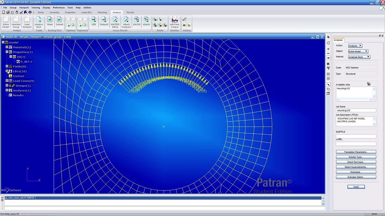 MSC Nastran, Patran Tutorial - Multiple Loading, Fatigue Analysis