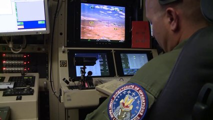 Inside of the Control Center 'Cokpit' of a MQ-1 Predator Drone