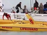 BAYWATCH S09E02 - Mitch saves UNCONSCIOUS SUBMERGED Neely trapped by plane wreckage (CPR)
