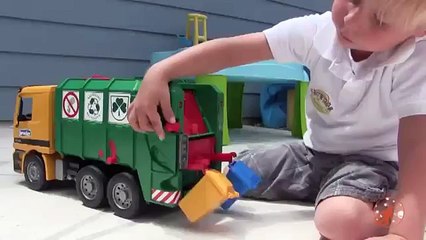 Toy Garbage Truck Videos for Children   Toy Bruder Garbage Trucks for Kids with Truck Wash