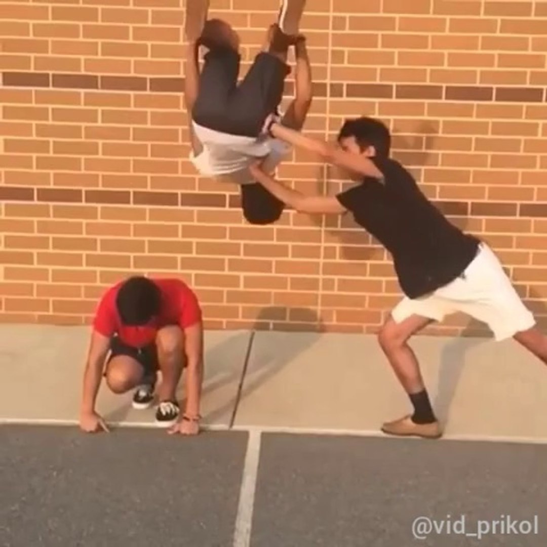 ⁣Boy Makes Unbelievable Flip Over Boy !