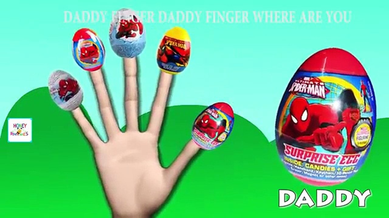 Finger Family Spider Man Surprise Eggs Cartoon Animation Nursery Rhymes & Songs For Children