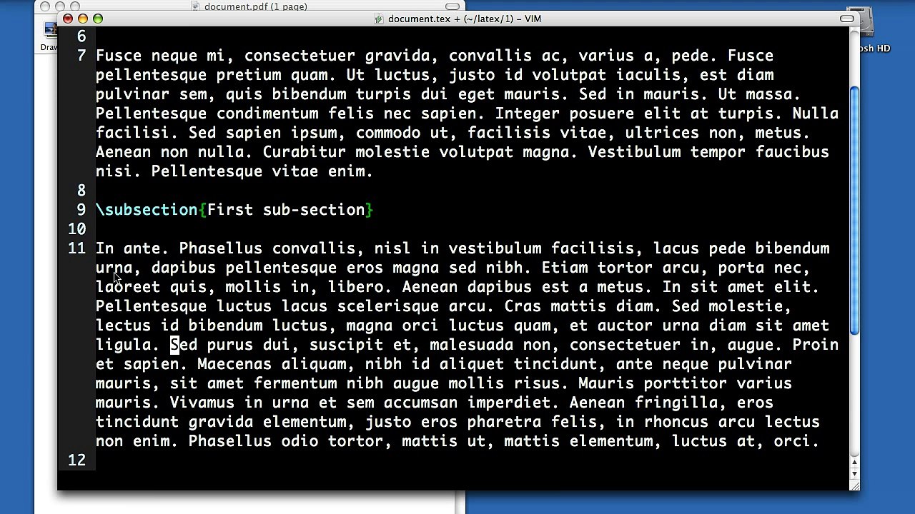 Creating a simple document in LaTeX