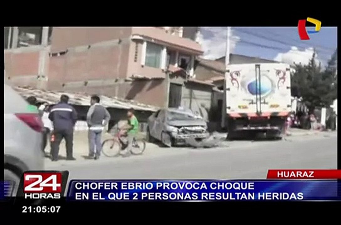 Huaraz: dos heridos tras violento triple choque provocado por chofer ebrio