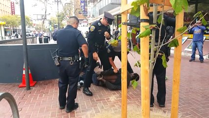 14 Cops needed to arrest one Man accused of carrying Crutches