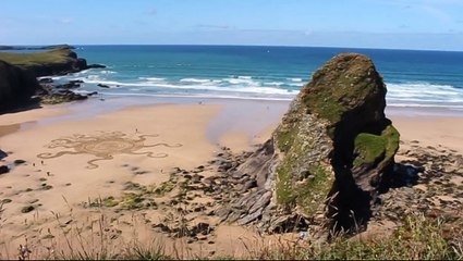 Sand art on Cornwall beach