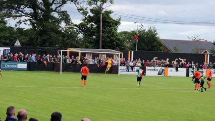 Stunning volley during football match in Northern Ireland