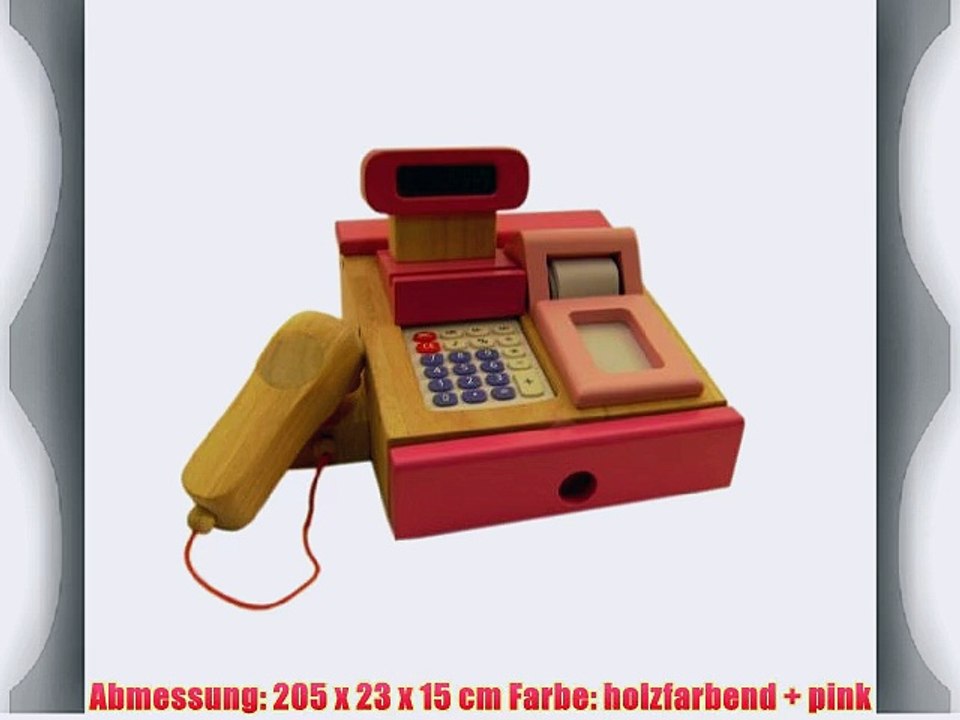 Spielkasse aus Holz mit integriertem Taschenrechner mit Sound Bonrolle Scanner Geldst?cke