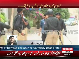 The Protest of Students of Dawood Engineering college Karachi.police is Firing shells