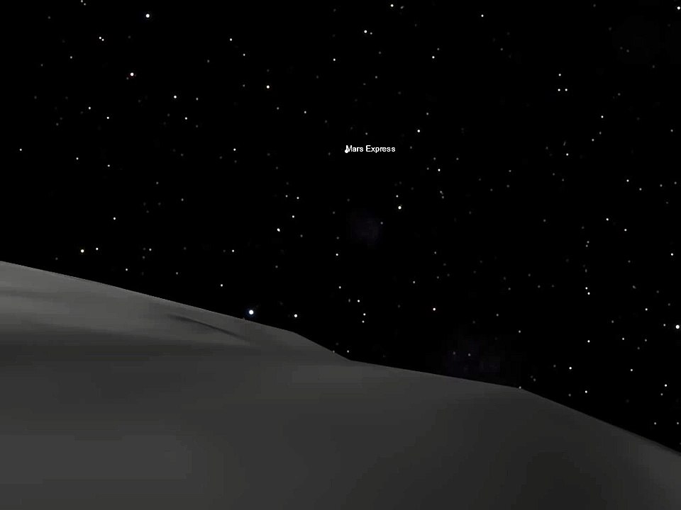 Mars Express flyby viewed from Phobos (Animation)