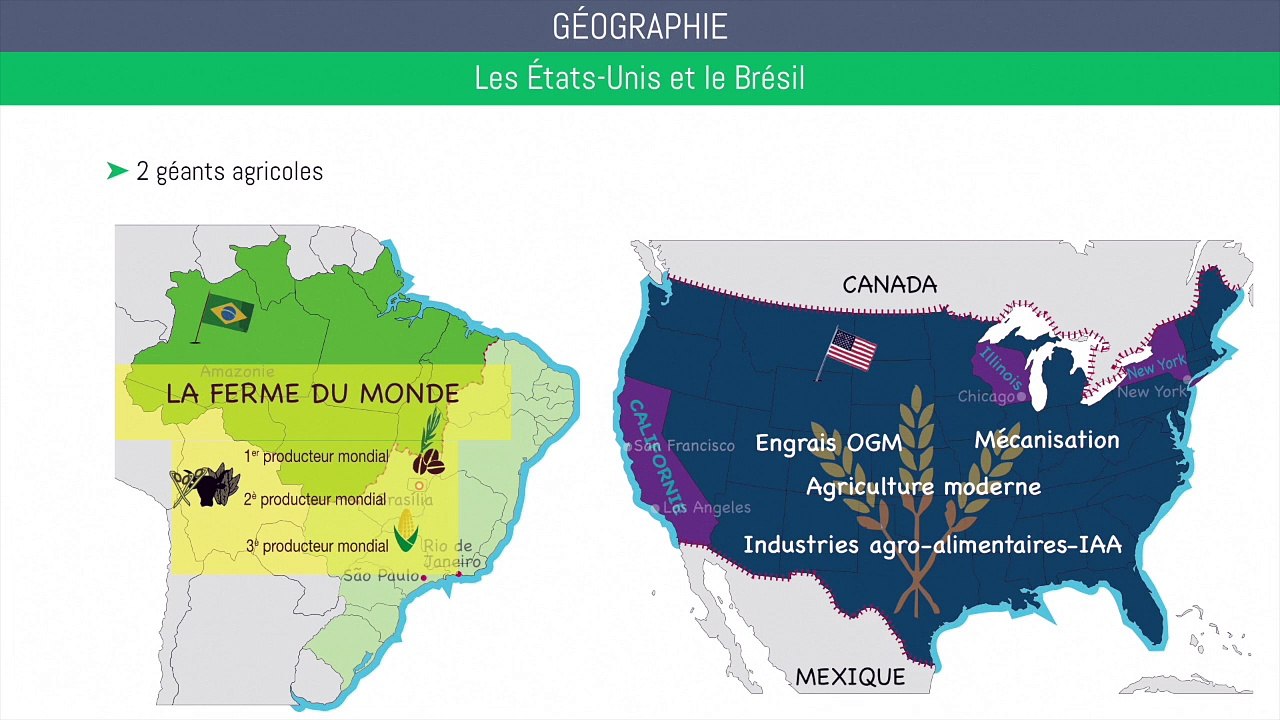 Bac géographie - Les États-Unis et le Brésil