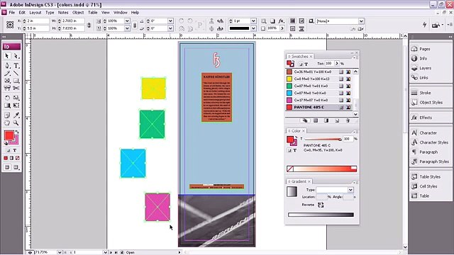 Adobe InDesign CS3 ch4 WORKING WITH COLOR & SWATCHES Working with Gradient Swatches
