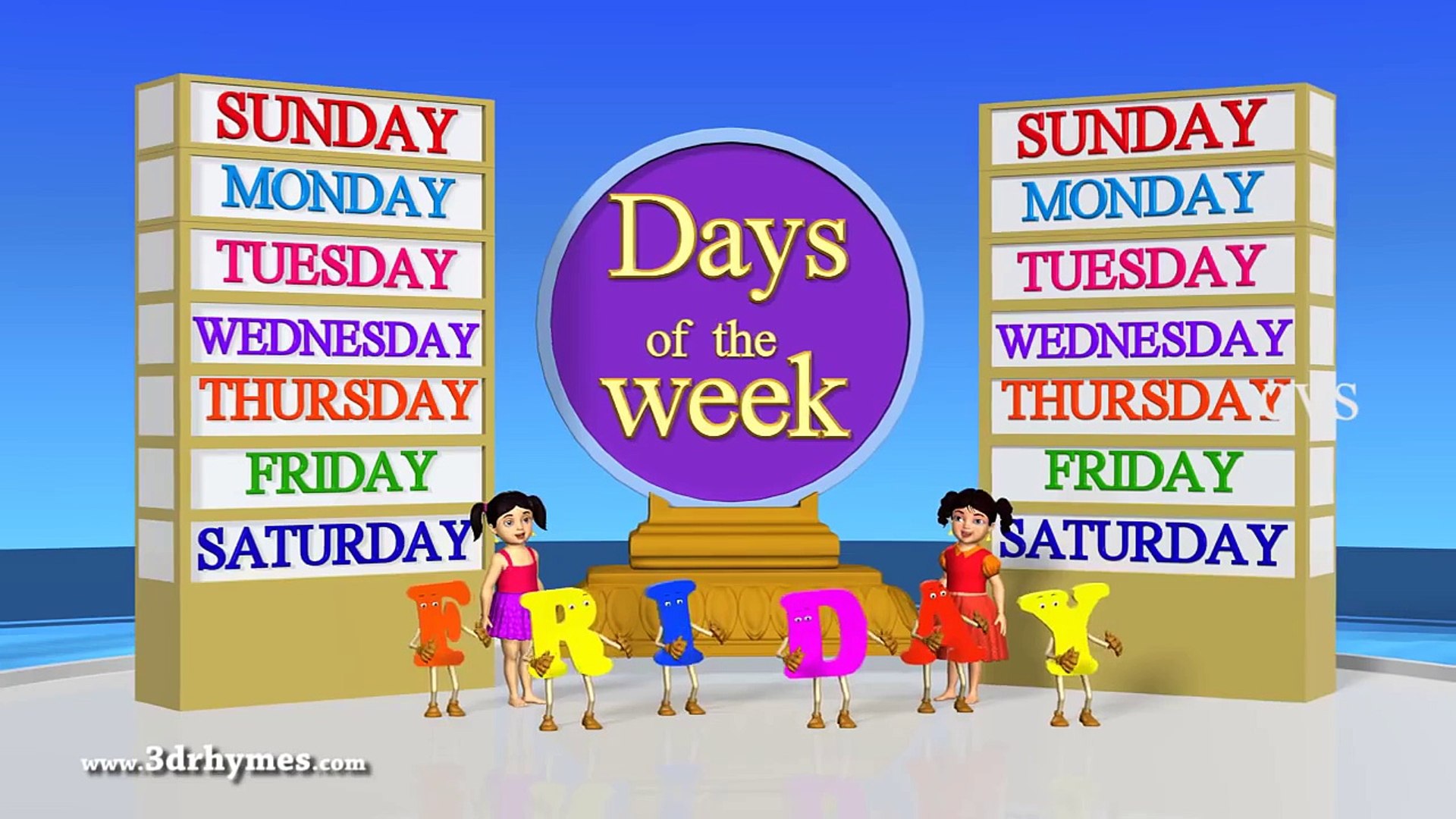Days of the Week | 3D Nursery Rhymes | English Nursery Rhymes | Nursery  Rhymes for Kids - video Dailymotion