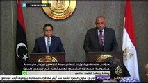 موتمر صحفي لوزير الخارجية المصري ووزير خارجية حكومة برلمان طبرق المنحل