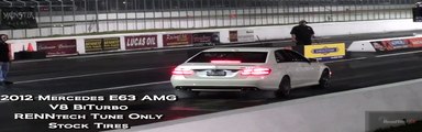 Tuned E63 BiTurbo V8 AMG vs Modded Mustang GT 5.0 - Drag Race Video - Road Test TV