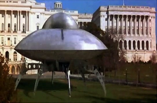 mars attacks, music replaced then cuts to benny hill theme