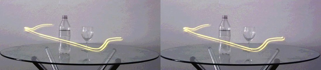 Light Painting in Stereo 3D/ Composition with Glass +Bottle