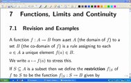 Lecture 12b: Math. Analysis - Functions, Limits and Continuity