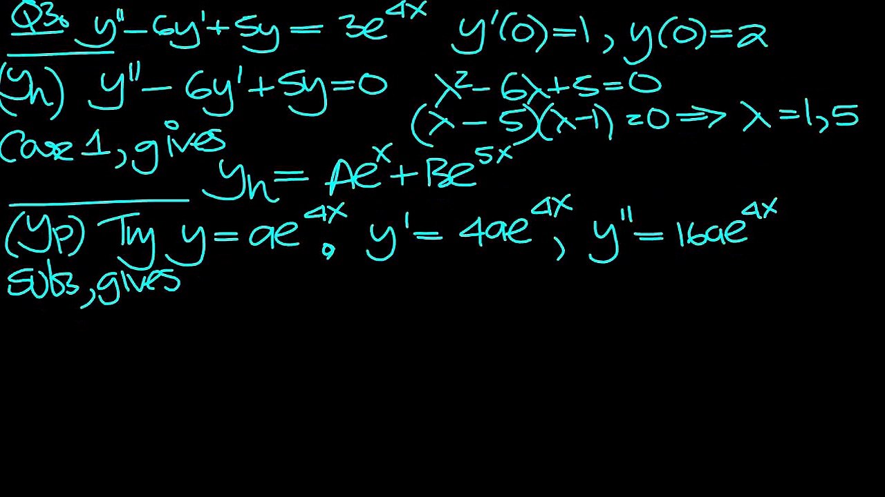 Second Order Non Homogeneous Linear Differential Equations with ics Q3