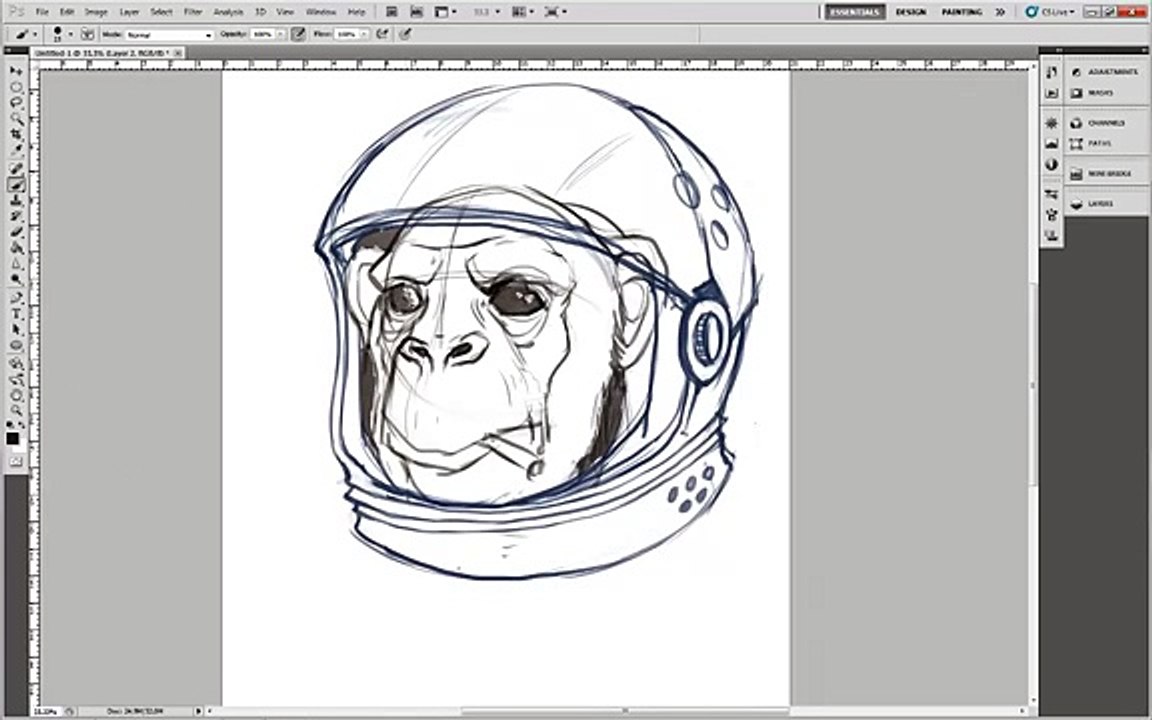 Adobe Illustrator Tutorial- How to Draw an Astrochimp
