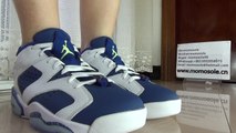 Authentic Air Jordan 6 Ghost Green low on foot