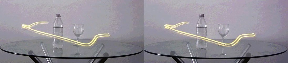 Light Painting in Stereo 3D/ Composition with Glass +Bottle