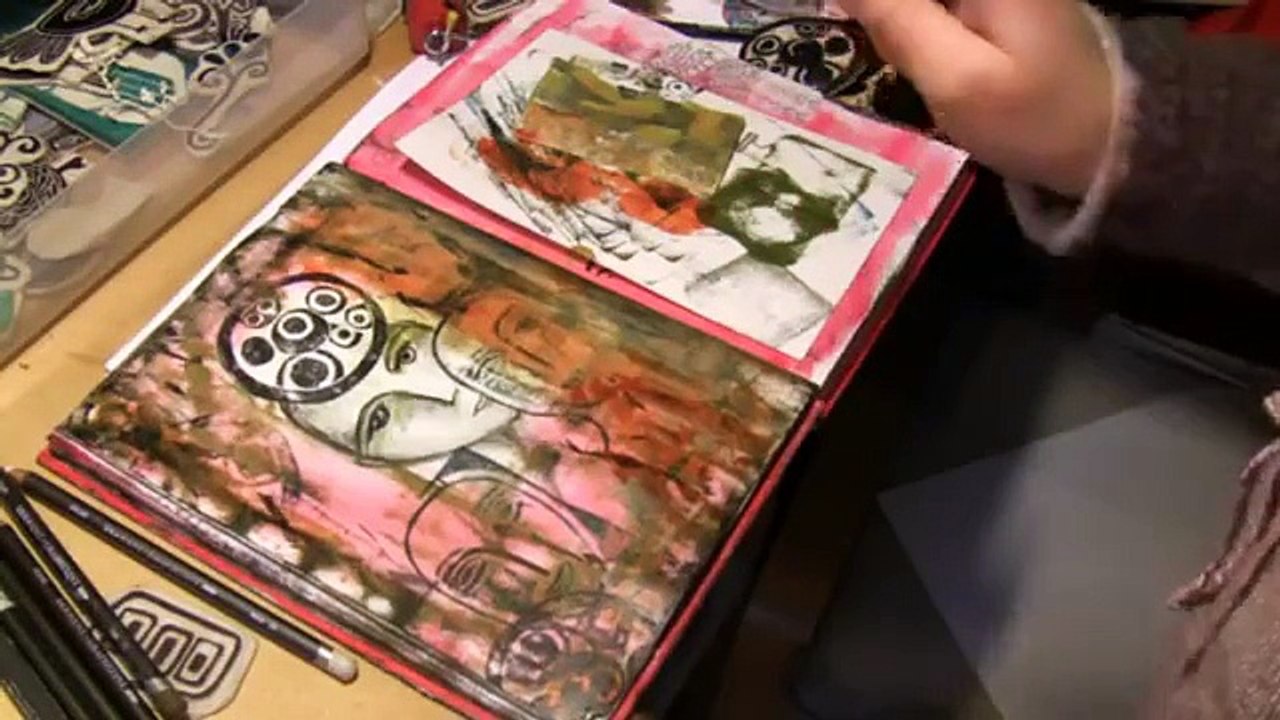 Art Journaling With Carved Stamps Mixed Media Style Part 6 with Milliande
