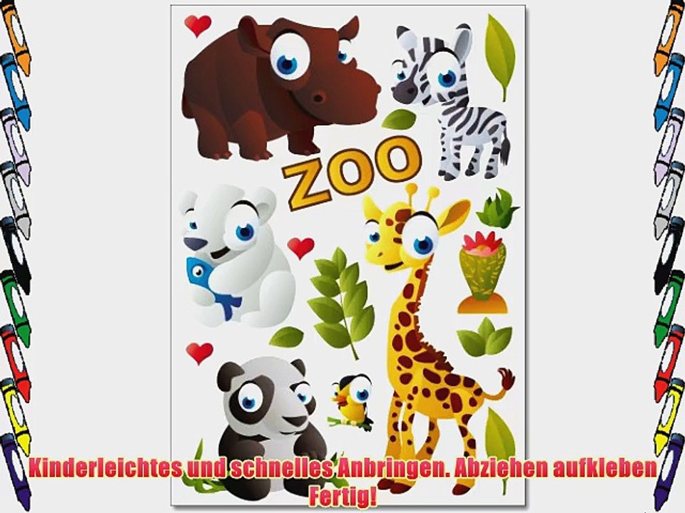 WANDKINGS Zoo Tiere Wandsticker Set - 37 kunterbunte Aufkleber f?r's Kinderzimmer