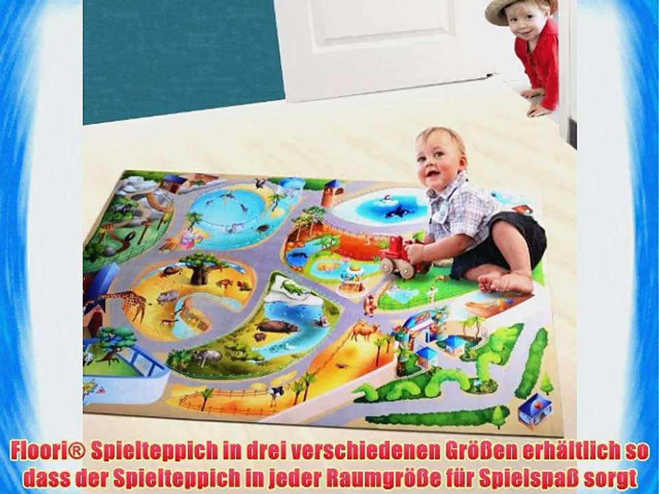 Waschbarer Kinderspielteppich in 3 Gr??en | phtalat-frei | Motiv Tierpark | 80 x 120 cm