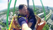 Así se siente un salto bungee de 90 mts con tu pareja
