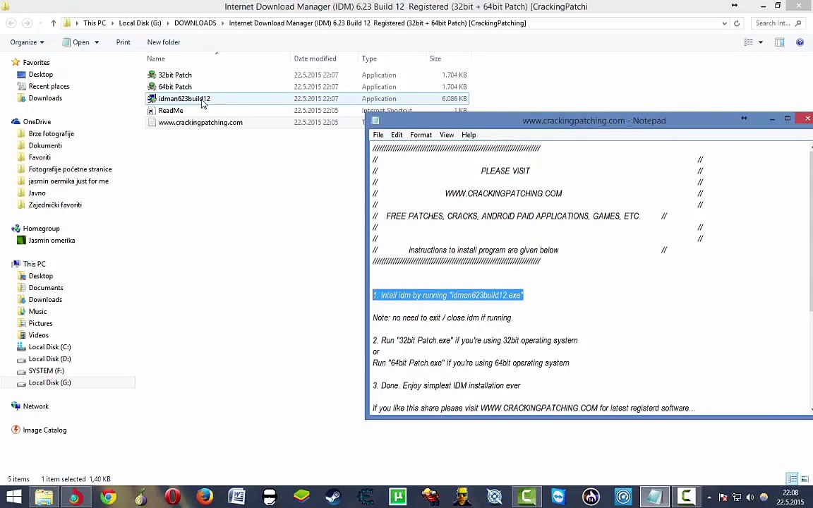 Internet Download Manager (IDM) 2015 6.23 Build 12  Registered (32bit + 64bit Patch)