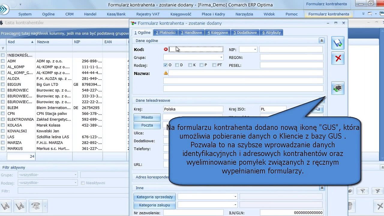 Comarch ERP Optima Księga Handlowa - ulga na złe długi