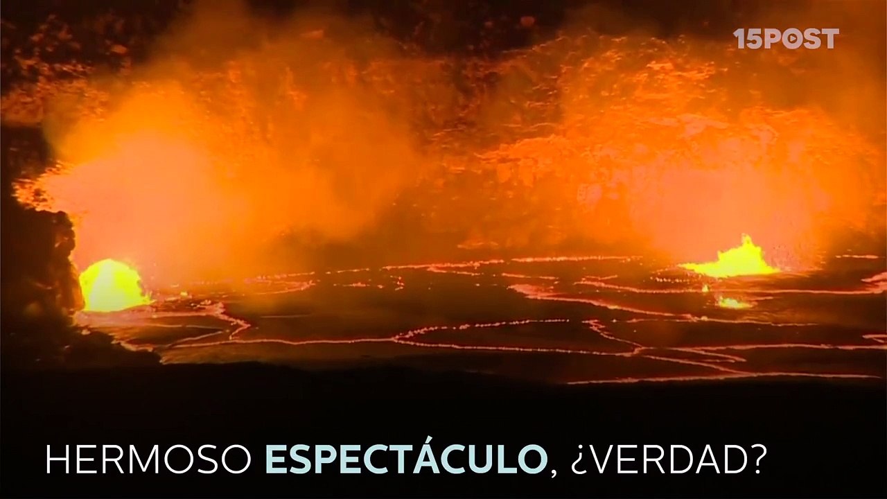 Espectáculo natural increíble, un lago de lava en Hawaii