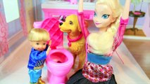 Elsa PRANK 2 Disney Frozen Barbie Parody Elsa Babysisting Toby Toilet Dog Taffy AllToyCollector