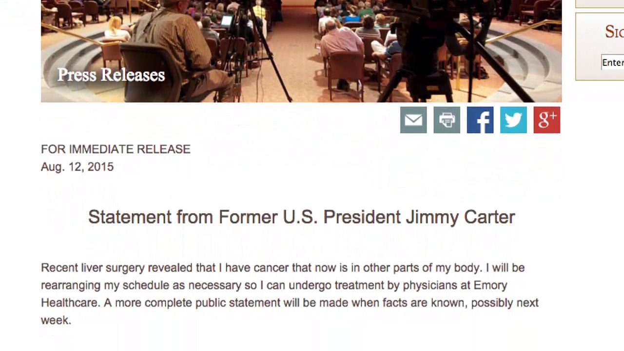 Jimmy Carter Comments Publicly for First Time Since Cancer Diagnosis
