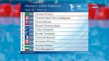 Séries 100m libre F - ChM 2015 natation (Gastaldello, Sjöström, les Campbell, Bonnet, Kromowidjojo)