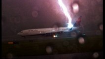 Bolt of lightning strikes Delta Airlines plane during thunderstorms at Atlanta airport