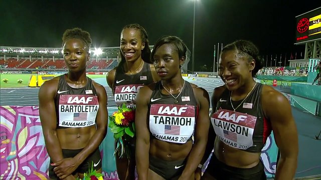 IAAF World Relays Bahamas 2014 - Mixed Zone 1 Lap Race USA Women Final Winner