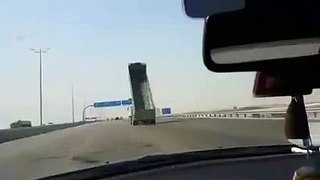 Truck Crashes into a Highway Sign