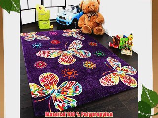 Moderner Kinder Teppich Butterfly Schmetterling Design in Lila Top Qualit?t Gr?sse:160x230