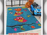 Kinder Teppich Niedliche Eulen T?rkis Blau Orange Gr?n Pink Gr?sse:120x170 cm