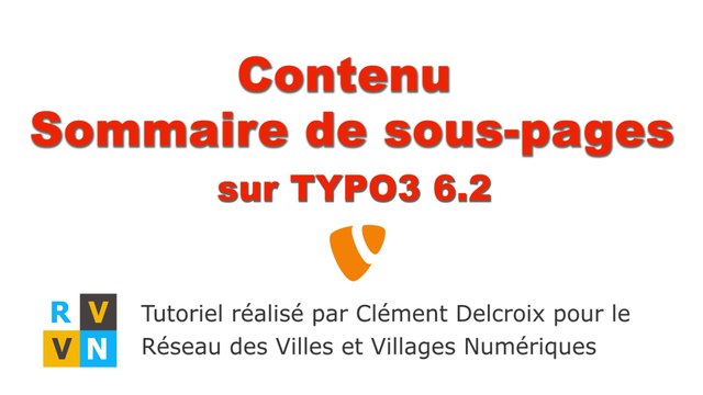Tutoriel TYPO3 6.2 - Contenu Sommaire de sous-pages