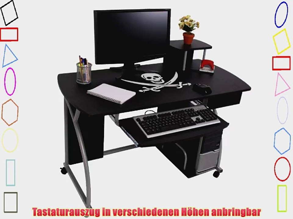 Jugend-Schreibtisch Computertisch B?rotisch Ohio II ca 90x115x55cm ~ Pirat schwarz