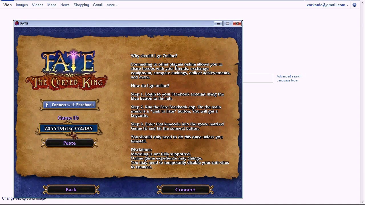 Fate: The Cursed King - Connecting to Facebook