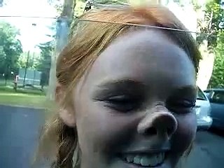 Ginger Girl with Cute Button Nose Going Up and Down